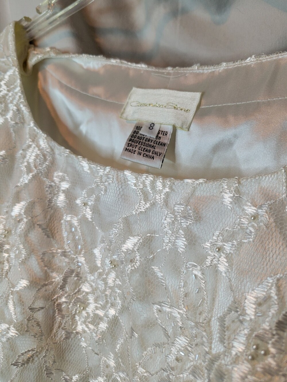 Elegant White Ruffled Lace, Beaded & Embroidered Wedding Dress - Picture 6 of 17